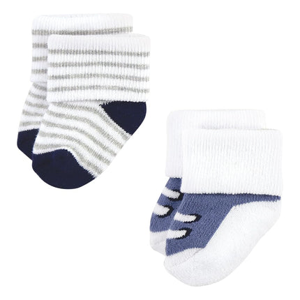 Hudson Baby Chaussettes riches en coton pour nouveau-nés et chaussettes en tissu éponge pour bébés filles, maman papa garçon marine rouge, 0-6 mois