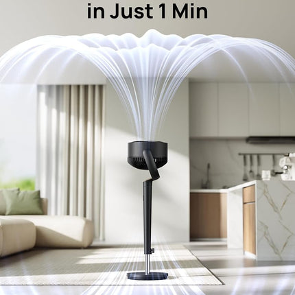 DREO Fan for Bedroom, 120� Oscillating Standing Fan, Quiet Floor Fan with DC Motor, 80ft Pedestal Fan for Room, 8 Speeds, 3 modes, 23dB, 120� Manual Vertical, 35-40" Adjustable Height, 8H Timer, Black