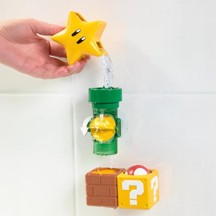 My Mario Bath Pipes Playset, Toddler Bath Toy with Water Pipes and Pouring System, Interactive Water Circuit Game with Mario Theme, Baby Bath Toys for Building and Learning, Age 2 Plus