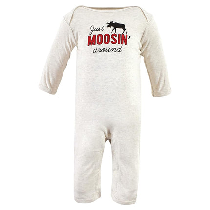 Hudson Baby baby-girls Cotton Coveralls, Winter Moose, 0-3 Months