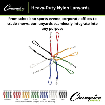 Cordones de nailon Champion Sports con clip de gancho en J, blancos - Paquete de 12 (tarjeta de venta al por menor)