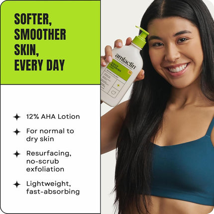 AmLactin Daily Moisturizing Lotion for Dry Skin – 7.9 oz Pump Bottles (Twin Pack) – 2-in-1 Exfoliator-Body Lotion with 12% Lactic Acid, Dermatologist-Recommended (Packaging May Vary)