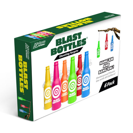 GoSports Outdoors Blast Bottles - Paquete de 6 botellas de tiro irrompibles con cuerda para práctica de tiro con armas de fuego, ideal para campos de tiro interiores y exteriores