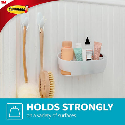 Command Bathroom Accessories, 5 Piece Bathroom Organizer Set - 1 Shower Caddy, 1 Soap Dish, 1 Toothbrush Holder, 2 Hooks with Water Resistant Command Strips
