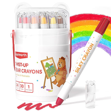 JUPITEARTH Silky Crayons for Toddlers 4-8, Twist &