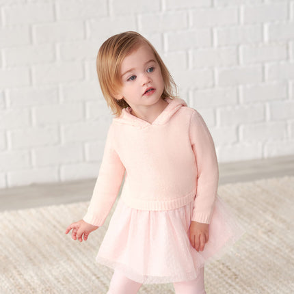 Gerber Baby and Toddler Girls Sweater Dress with Tulle Skirt, Light Pink, 12 Months