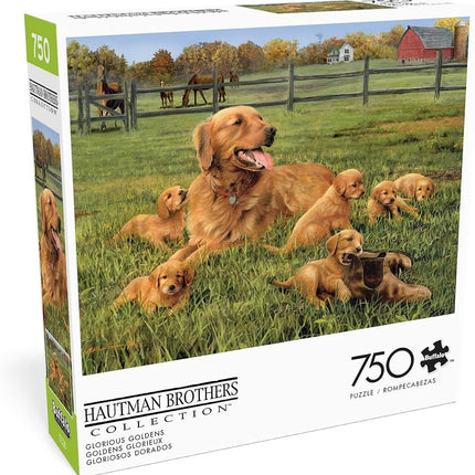 Buffalo Games - Hautman Brothers - Glorious Goldens - 750 Piece Jigsaw Puzzle for Adults Challenging Puzzle Perfect for Game Nights - Finished Puzzle Size is 24.00 x 18.00