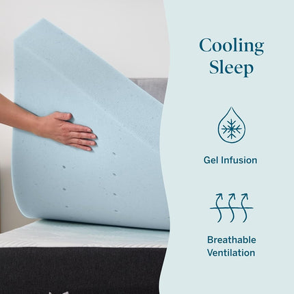 Lucid 4" Gel Memory Foam Mattress Topper, Twin XL