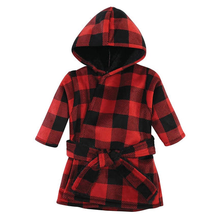 Hudson Baby Peignoir de plage et de piscine unisexe en vison avec doublure en fausse fourrure, motif écossais, 0-6 mois