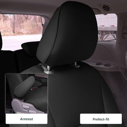 FH Group Housses de siège auto sur mesure pour Toyota Sienna 7 passagers 2011-2020, housse de siège auto pour deuxième rangée, housses de siège automobile en similicuir noir, housses de siège imperméables et lavables