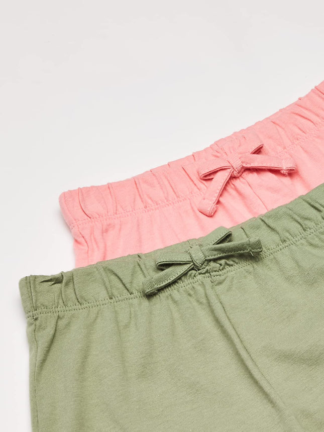 The Children's Place Baby Girls' Shorts 2-Pack, Rose/Olive, 18-24 Months