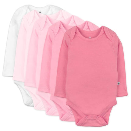 HonestBaby Lot de 5 bodies bébé en coton biologique à manches longues, Rose dégradé, 18 mois