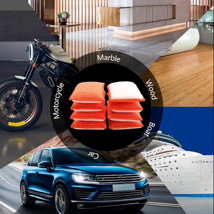 SPTA Car Interior Scrubbing Sponge, 8Pcs Microfiber Car Wax Applicator, Car Wash Sponges for Car, Boat, Wood, Marble and Motorcycle, 6in x 3.3in x 0.8in, Orange