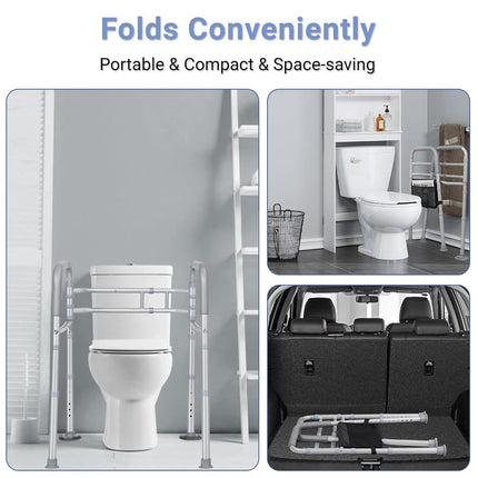 AZETIO Width & Height Adjustable Toilet Safety Rails - Bathroom Support