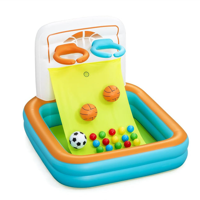 Bestway: Kick 'N Swish - 3-in-1 Multi-Use Ball Pit, 47x 42x33, Inflatable Sports Activitiy Center, Basketball-Soccer-Ball Pit, Indoor-Outdoor Kids 2+