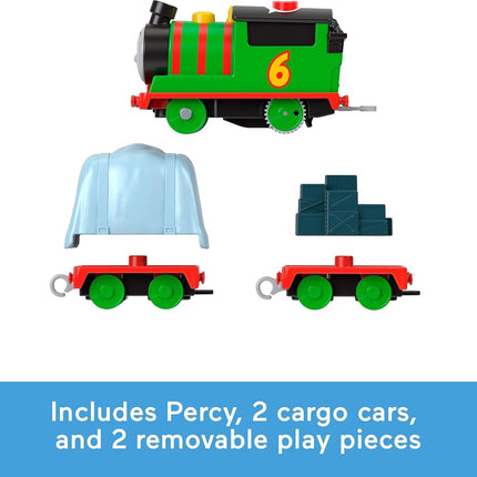 Thomas & Friends Motorized Toy Train Talking Percy Battery-Powered Engine with Sounds & Phrases for Pretend Play Preschool Kids Ages 3+ Years