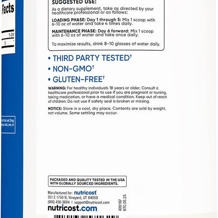 Nutricost Creatine Monohydrate Micronized Powder 500G, 5000mg Per Serv (5g) - 100 Servings for Endurance, Muscle Growth, Athletic Performance and Recovery