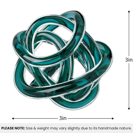 Torre & Tagus Glass Ball with Infinity Knots, Blue-Green, 3-inch Diameter