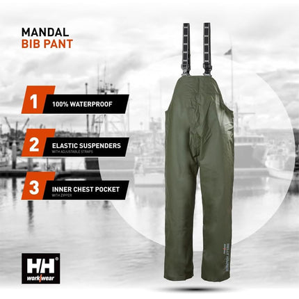 Peto de trabajo Helly Hansen para hombre Mandal – Peto de lluvia impermeable de alta resistencia para el trabajo