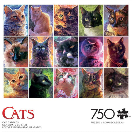 Buffalo Games - Louise Goalby - Cat Candids - 750 Piece Jigsaw Puzzle for Adults Challenging Puzzle Perfect for Game Nights - Finished Puzzle Size is