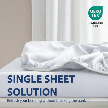 Cathay Luxury Silky Soft Polyester Single Fitted Sheet, Twin Size, White