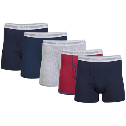Gildan Mens Underwear Boxer Briefs Multipack, Navy