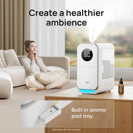 DREO Humidifiers for Bedroom, Top-filled Smart Quiet Cool Mist Humidifier for Large Room, 50 Hours Runtime for Home, Indoor Plants, Oil Diffuser & Nightlight for Baby Nusery, 5L, with Alexa/Google