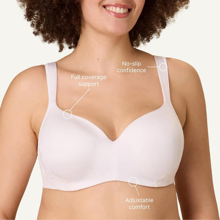 Playtex Women's Balconette Underwire, Plus-Size Bras Available, Full Coverage, Moisture-Wicking, 4802 T-Shirt, Heirloom White, 36C