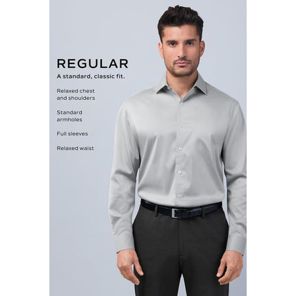 Van Heusen Men's Dress Shirt Regular Fit Poplin Solid, Lemon Glaze, 18.5" Neck 36"-37" Sleeve