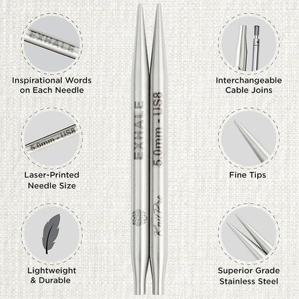 KnitPro The Mindful Collection Gratitude Interchangeable Needles Set 5" (13cm) | 12 Sizes (3mm to 12mm) with Accessories