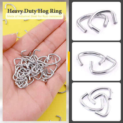 Rustark 1000 Pcs 1/2" Galvanized Hog Rings, Professional Upholstery Hog Rings Set for Furniture,Fencing,Bagging, Railing, Sausage Casing, Meat bags, Shock Cords
