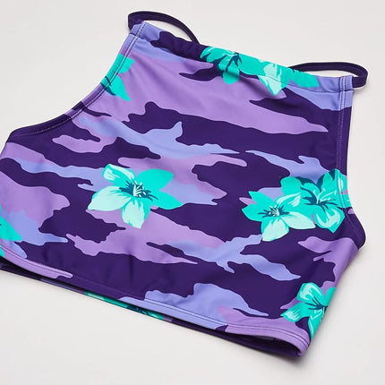 Traje de baño de 2 piezas tipo tankini con cuello halter para niñas Kanu Surf Daisy Beach Sport, Rylie Morado, 12