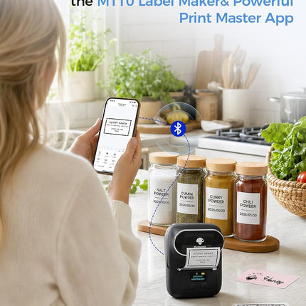 Phomemo M110 Label Printer Machine - Desktop Thermal Label Printer, Bluetooth Labeling Machine for Phone & Tablet, Mini Sticker Printer for Shipping, Address, Clothes, Barcode, Retail (Black)