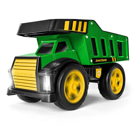 John Deere 16" Metal Dump Truck, Realistic Lights & Sounds, Heavy Duty Metal Truck Bed, Extra Large Wheels, Rugged Construction Vehicle Toy for Kids, Ages 3+, Indoor and Outdoor Play