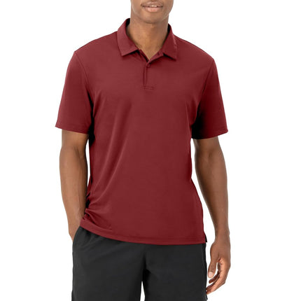 Hanes Moves Performance, Short Sleeve Polo Shirt for Men, Moisture-Wicking, Cardinal Red, XL