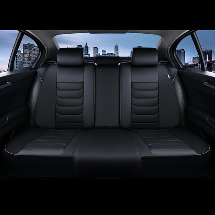 FLORICH Seat Covers Full Set,Leather Seat Covers, Front and Rear Seat Cover 5 Seats, Waterproof Car Seat Cushion Protector Accessories for Sedan SUV Pick-up Truck(Black, Full Set)