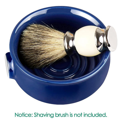 Linkidea Ceramic Shaving Soap Bowl with Non-Slip Handle, Wide Mouth, Large Capacity, Easier to Lather Ridges, Wet Razor Shave Cream Bowl for Men, Royalblue