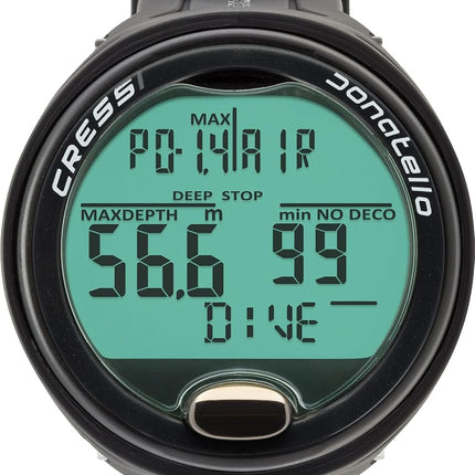 CRESSI Donatello Diving Computer - Professional Wrist Diving and Apnea Dive Computer, Black/Black, One Size, Unisex Adult