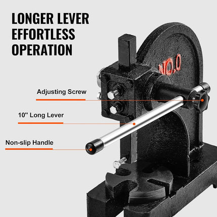 VEVOR Arbor Press, 0.5 Ton Manual Arbor Press, 11.68" Maximum Height, Cast Iron Heavy-duty Manual Desktop Arbor Press, Precision Hand Press for Stamping, Bending, Stretching, Forming