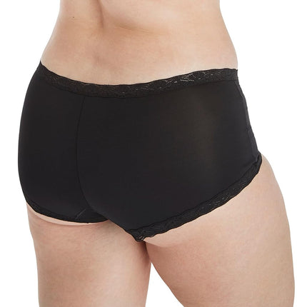 Maidenform Women's Underwear, Microfiber with Lace Boyshort Panties, One Fab Fit, 3-Pack Boy Short, Black/Black/Black, XL (Pack of 3)