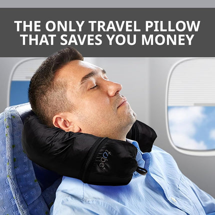 TUBE Travel Neck Pillow Stuffed with Clothes - Extra Carry On Storage for Flights - Avoid Baggage Fees - Splashproof Neck Pillow for Airplane Travel | Stuffable Travel Pillow for Women & Men