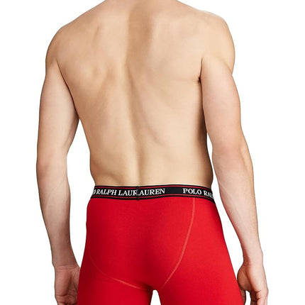 Polo Ralph Lauren Underwear Men's Stretch Classic Fit Trunks 3 Pack, Red/Charcoal Heather Stripe/Charcoal Heather, M