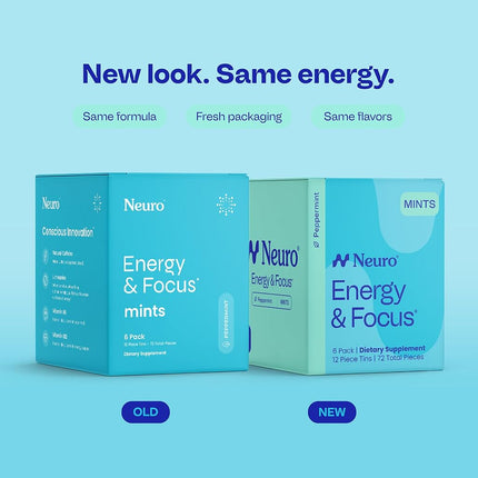 NeuroGum Mints | Nootropic Energy Caffeine 40mg + 60mg L-theanine B Vitamins for & Focus Sugar Free Vegan Keto Supplement Adults Mint Flavor (72 Mints), 7.9 ounces