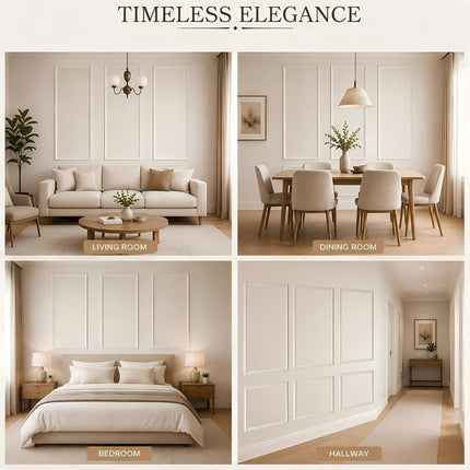 TRAIN2 Art 6 Sets Peel and Stick Wall Molding Kit, Ready to Assemble Wainscoting Panels for Interior Wall Moulding Decor，Pre Made Wainscoting Wall Panel for Living Room Bedroom Accent Wall
