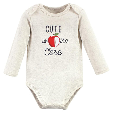 Hudson Baby unisex-baby Bodysuits de algodón de manga larga, Manzana roja, 3-6 Meses