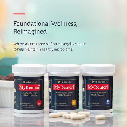 MyReuteri™ 20 Billion CFU Probiotic – Enhanced-Strength L. reuteri LRDR™ + FOS Prebiotic – by Dr. William Davis – Makes Yogurt-Like Superfood – 30 Veg Capsules