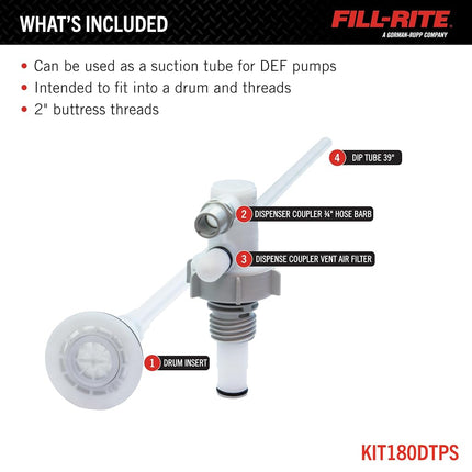 Fill-Rite KIT180DTPS Kit, Professional Series 55 Gallon Drum Drop Tube