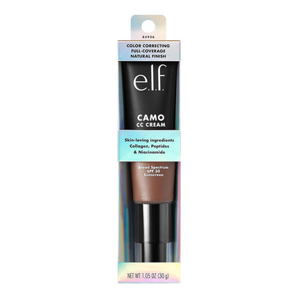e.l.f. Camo CC Cream, Color Correcting Medium-To-Full Coverage Foundation with SPF 30, Deep 560 C, 1.05 Oz (30g)