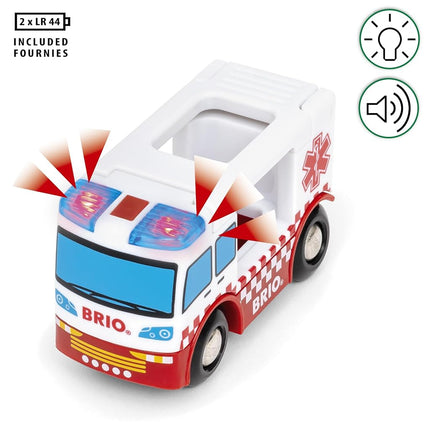BRIO World Rescue Ambulance Toy for Toddlers and Kids Age 3 Years Up - Wooden Railway Set Accessories & Add Ons