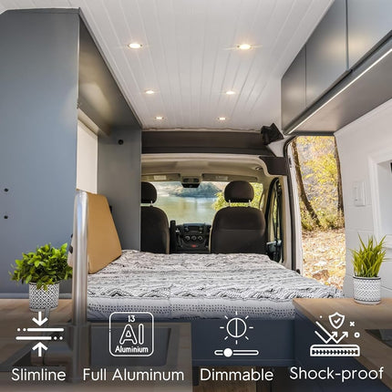 acegoo Luces LED empotradas de techo para RV y barco, paquete de 4, luz de panel LED súper delgada, DC 12V 3W, focos totalmente de aluminio, blanco frío (plateado)